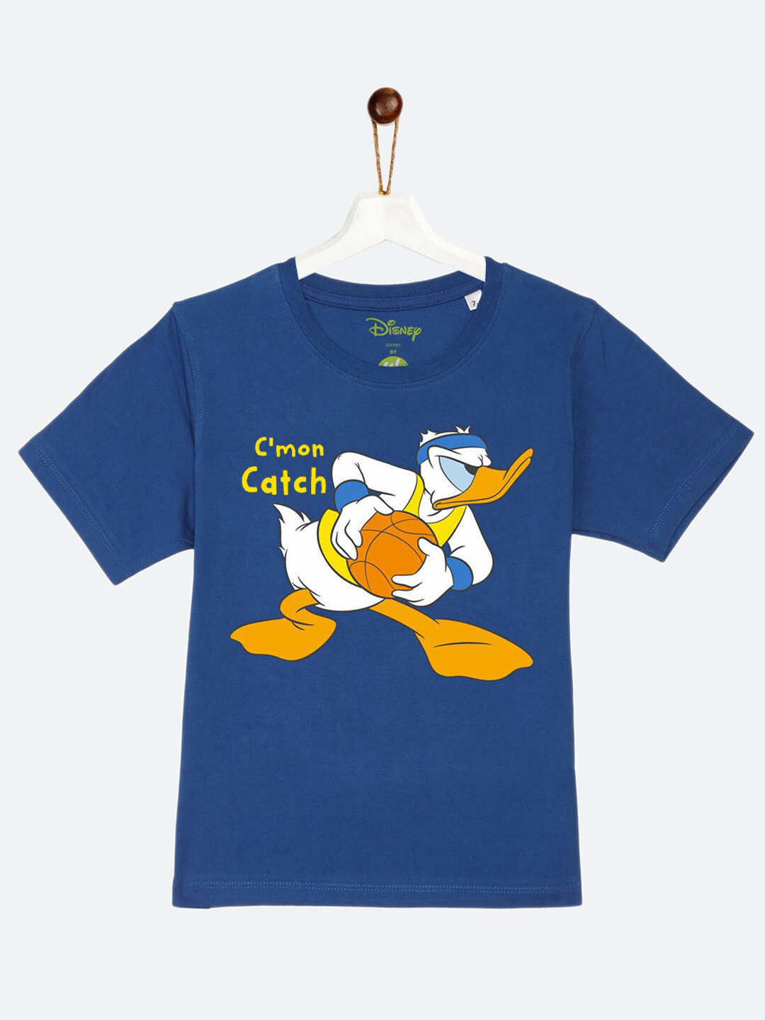 YK Disney Boys Blue Disney Donald Sibling Collection Printed Cotton T-shirt