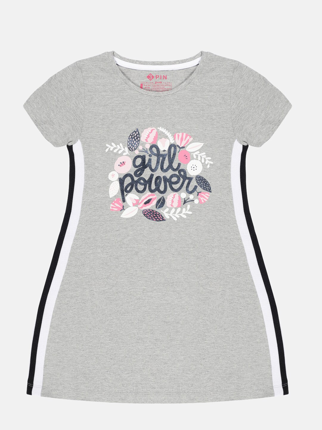 3PIN Grey Melange A-Line Dress