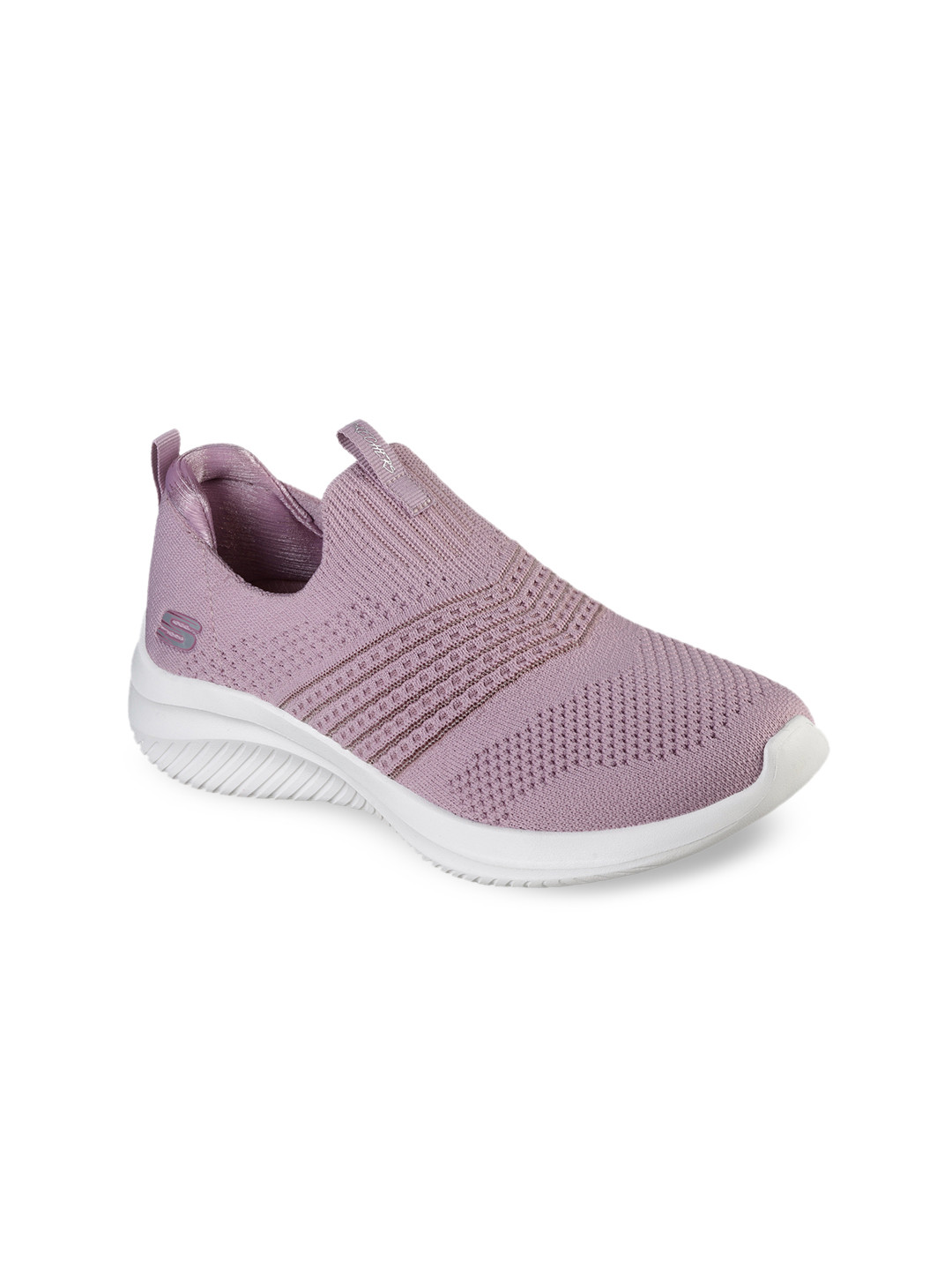 Skechers Women Purple Woven Design Slip-On Sneakers