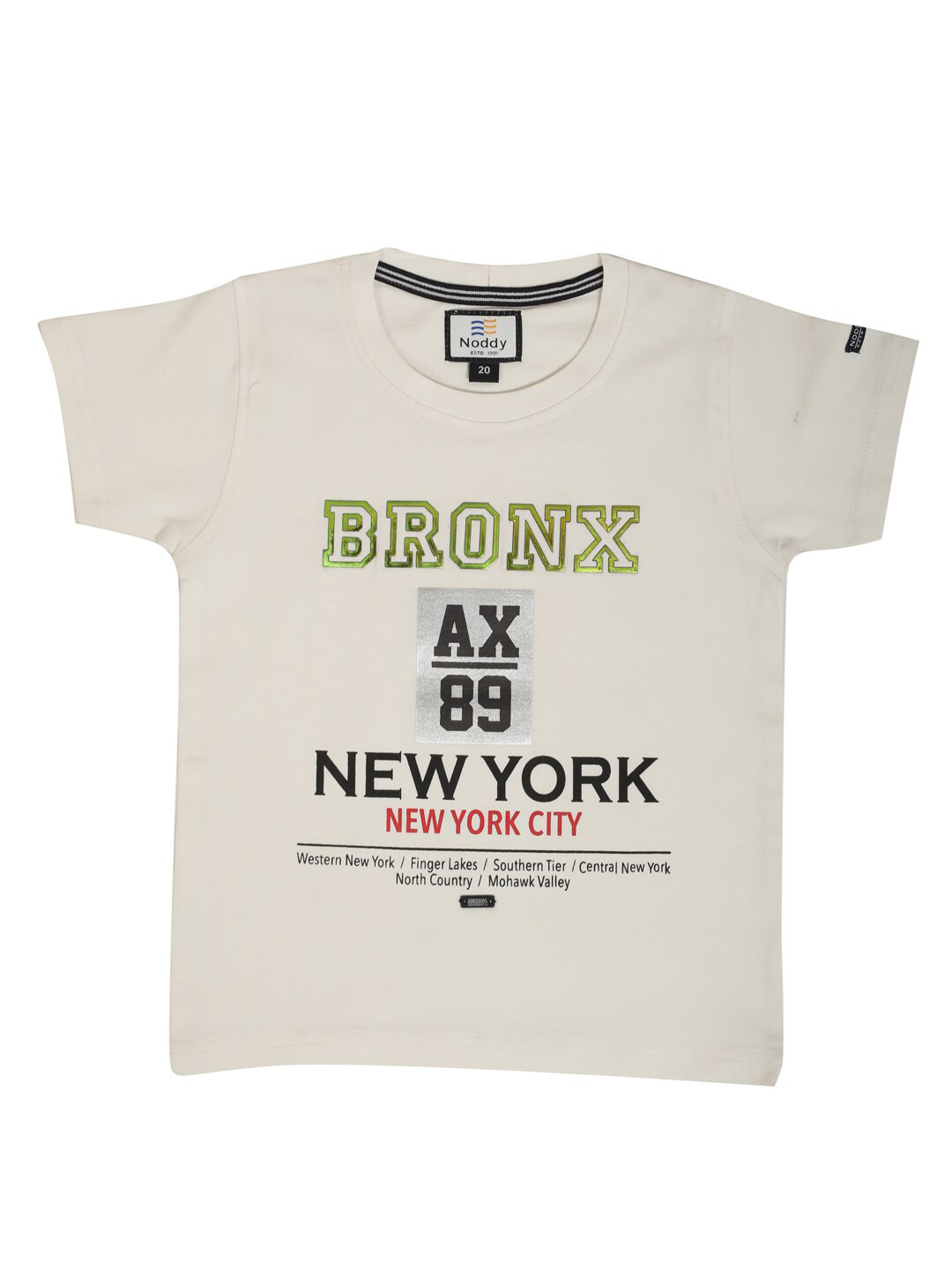 Noddy Boys White Typography Printed Applique T-shirt