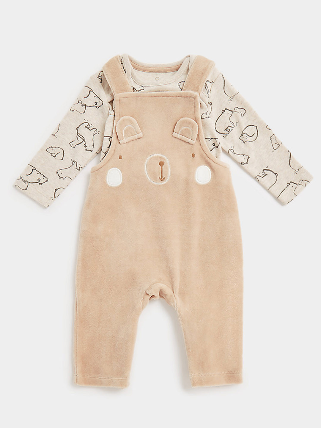mothercare Kids Brown 3D Bear Design Dungaree