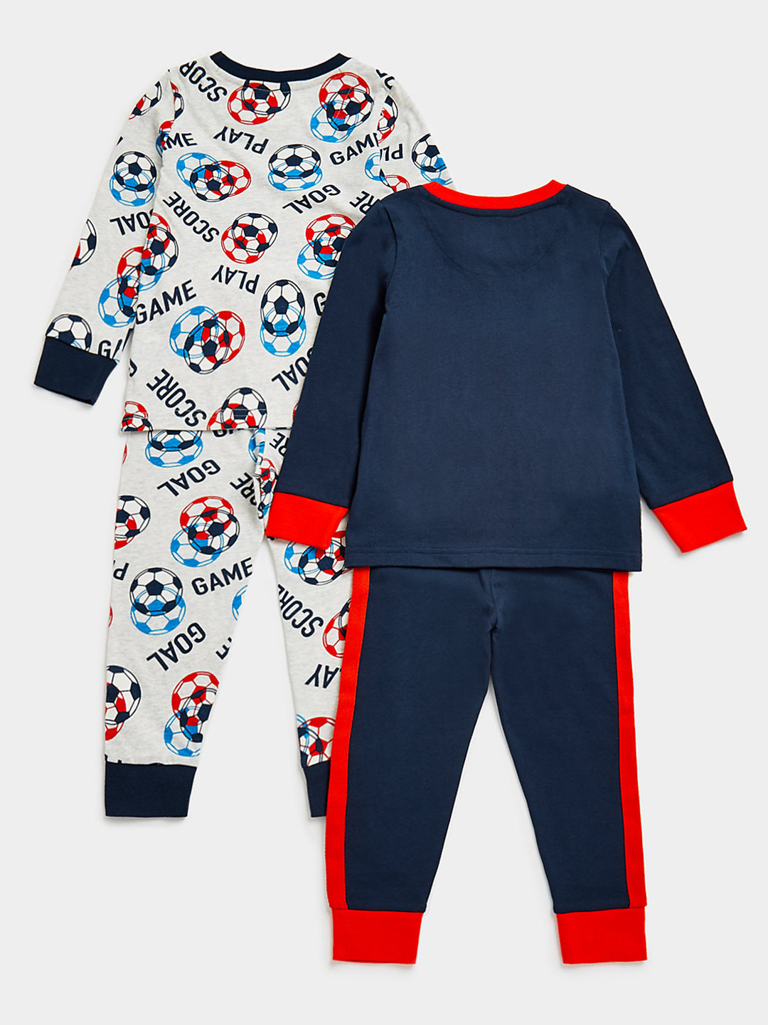 mothercare Boys Pack of 2 Pure Cotton T-shirt with Joggers in Navy Blue & Grey