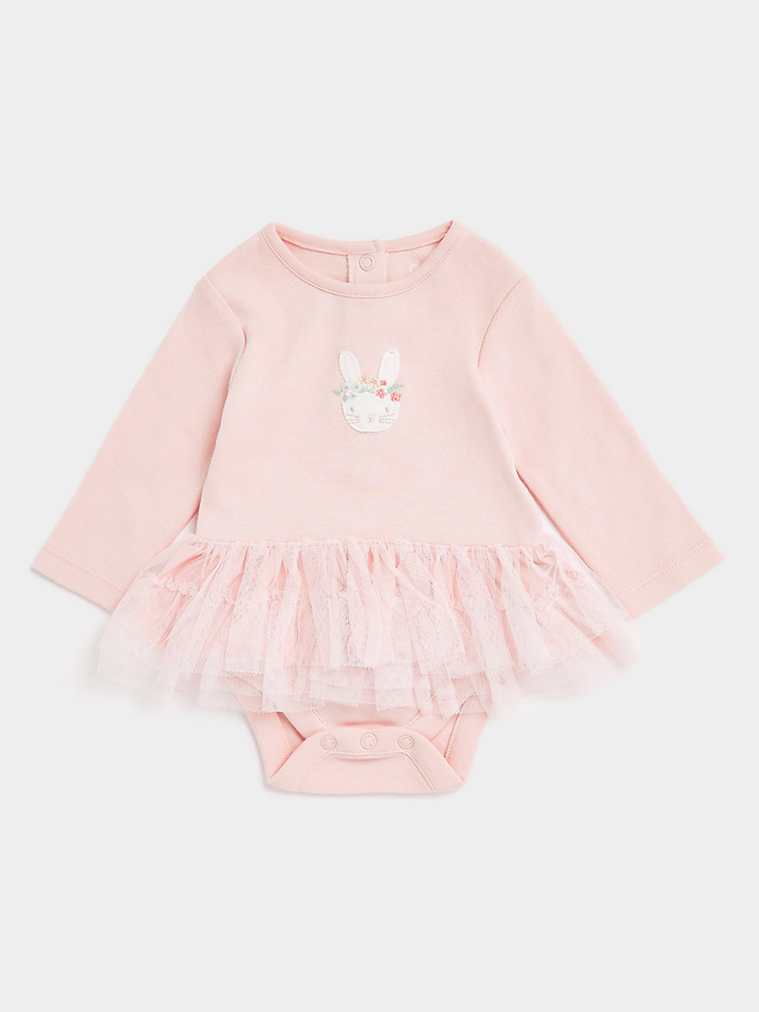 mothercare Infant Girls Pink Tutu Style Pure Cotton Bodysuit with Attached Panties