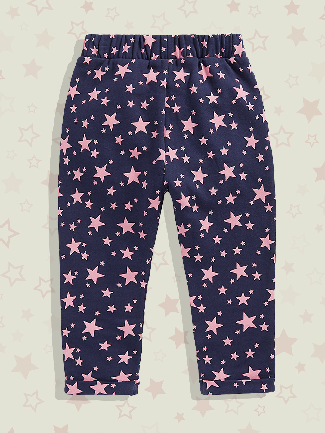 mothercare Girls Navy Blue Printed Pure Cotton Track Pants