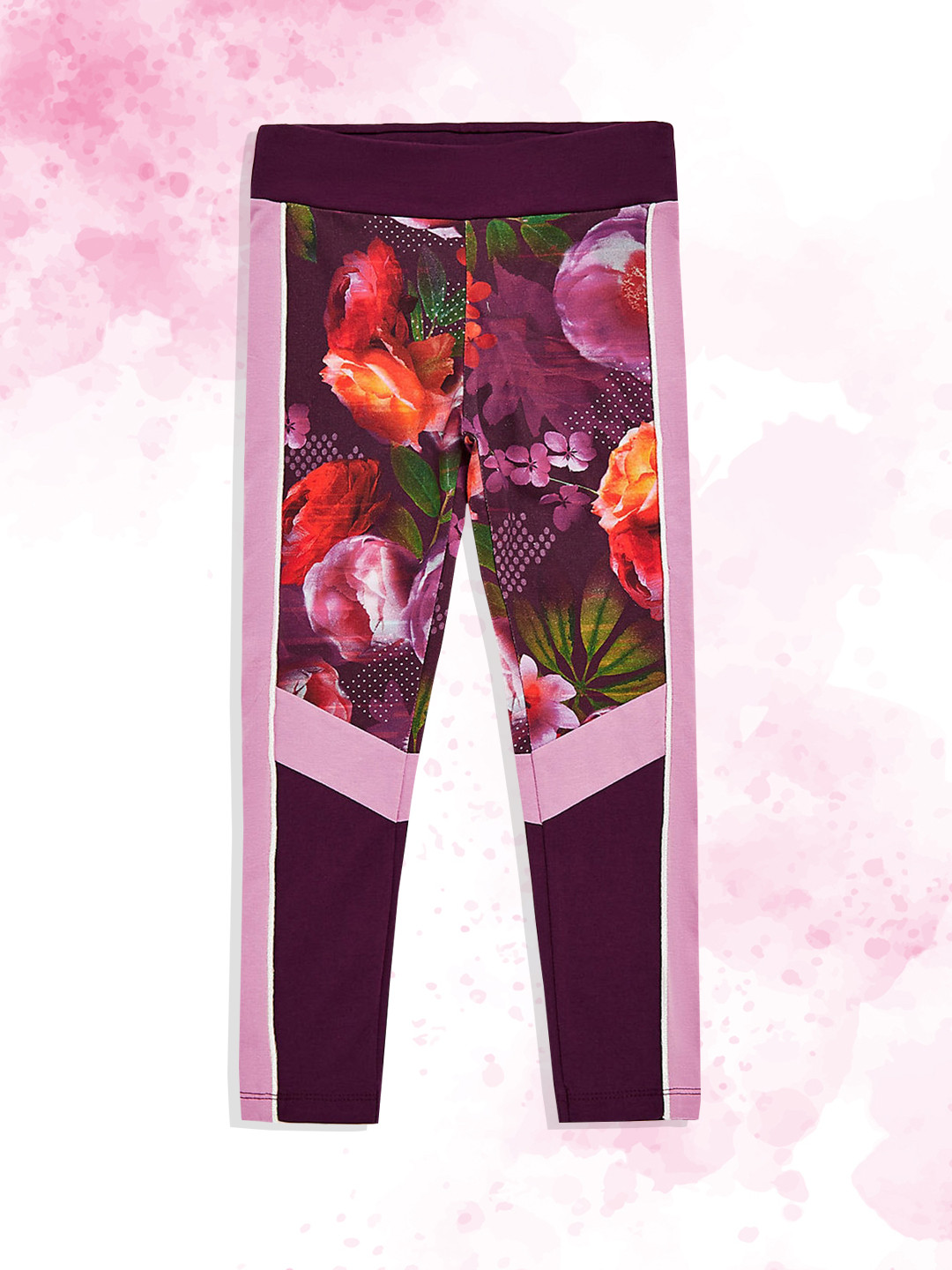 mothercare Girls Purple Floral Printed Leggings
