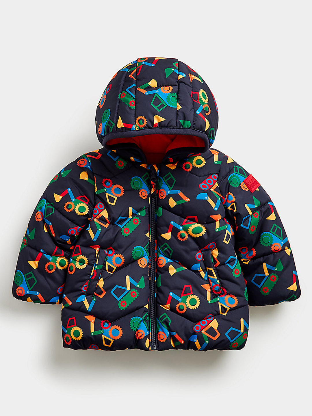 mothercare Boys Geometric Print Fleece Lined Padded Jacket