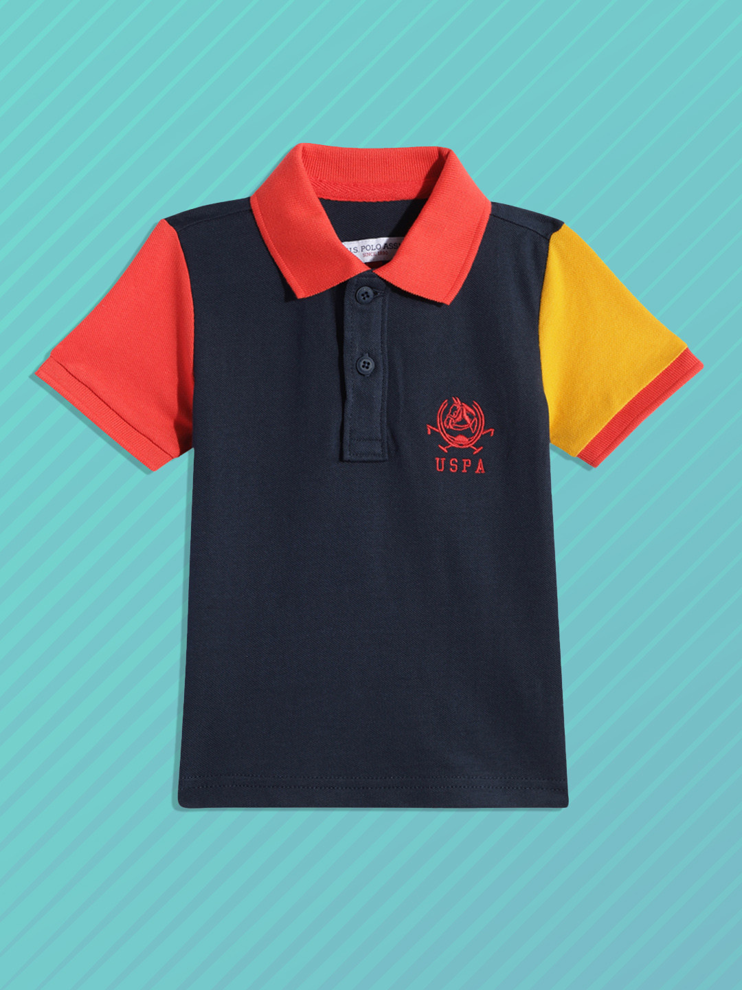 U S Polo Assn Kids Boys Navy Blue Polo Collar Pure Cotton T-shirt