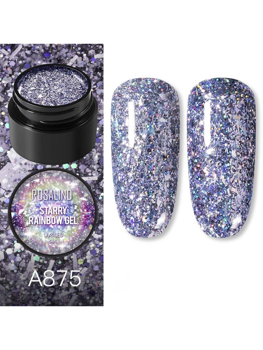 ROSALIND Starry Multicoloured Rainbow Gel Soak Nail Art - 5 ml