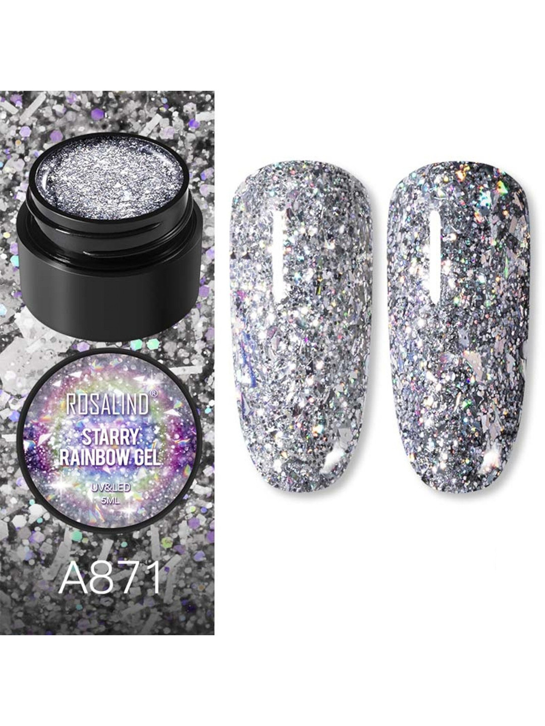 ROSALIND Starry Rainbow Soak-Off UV & LED Nail Gel 5ml - Shade A871