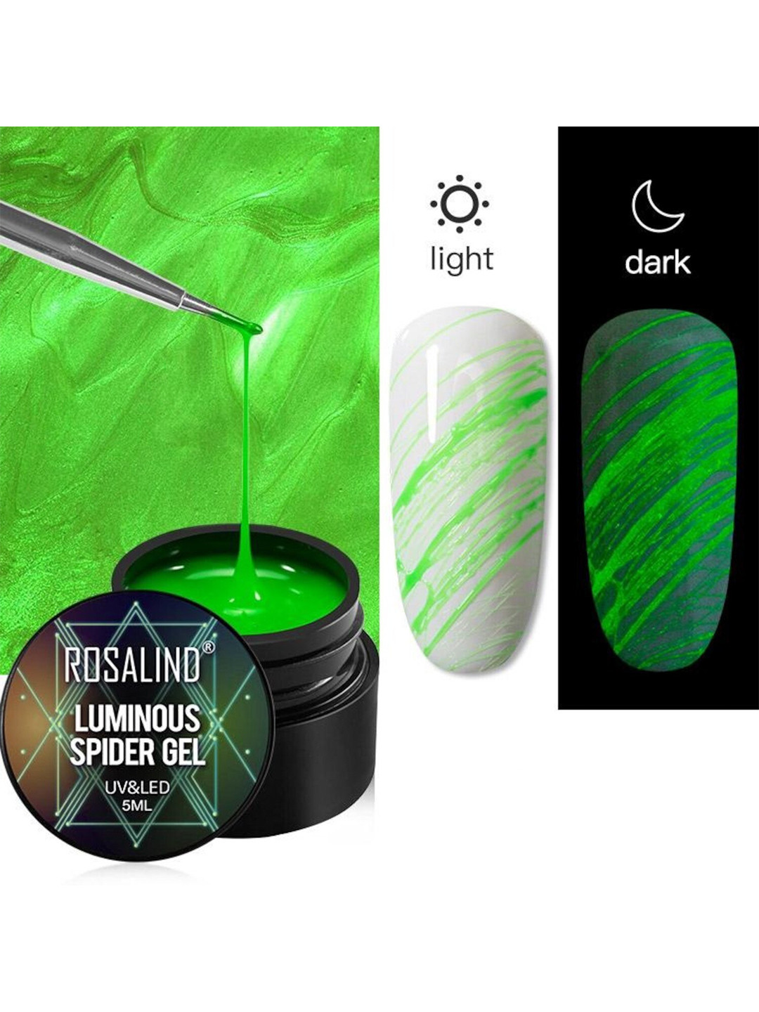 ROSALIND Green Luminous Spider Gel UV & LED Nail Art - A912 5 ml