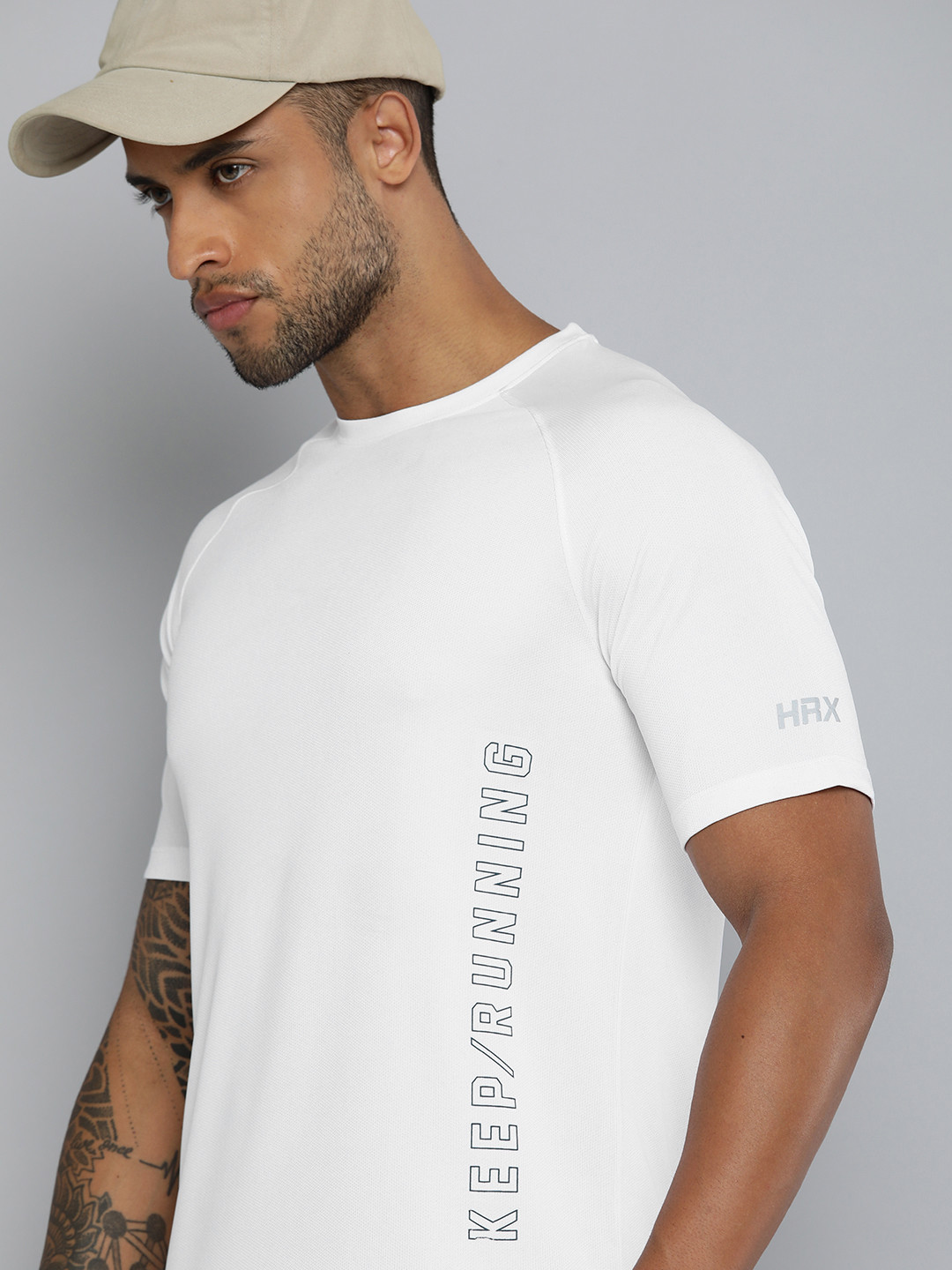 HRX by Hrithik Roshan Men White Typography Printed Rapid Dry T-shirt