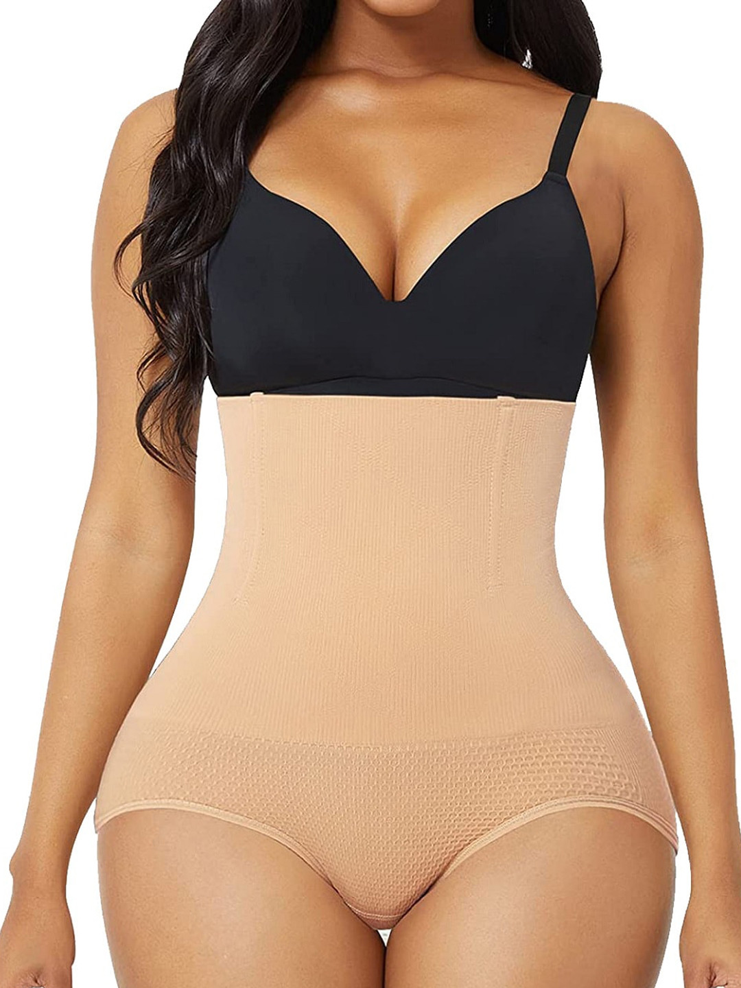 HSR Women Cream Coloured Solid High Waist Shapewear