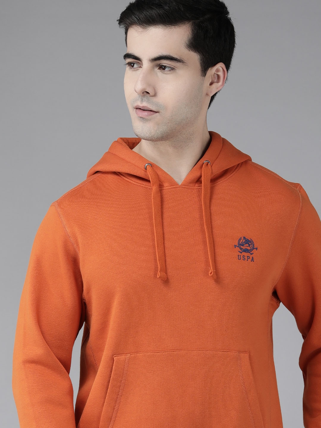 Buy U.S. Polo Assn. Men Orange Solid Hooded Sweatshirt Sweatshirts for Men 19019864 Myntra