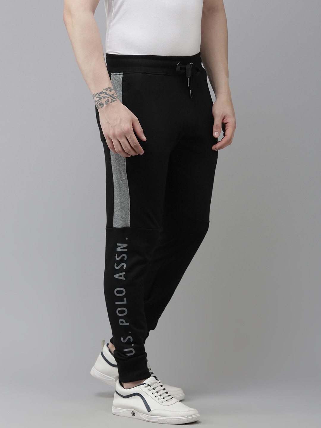 U.S. Polo Assn. Denim Co. Men Black Brand Logo Printed Regular Joggers