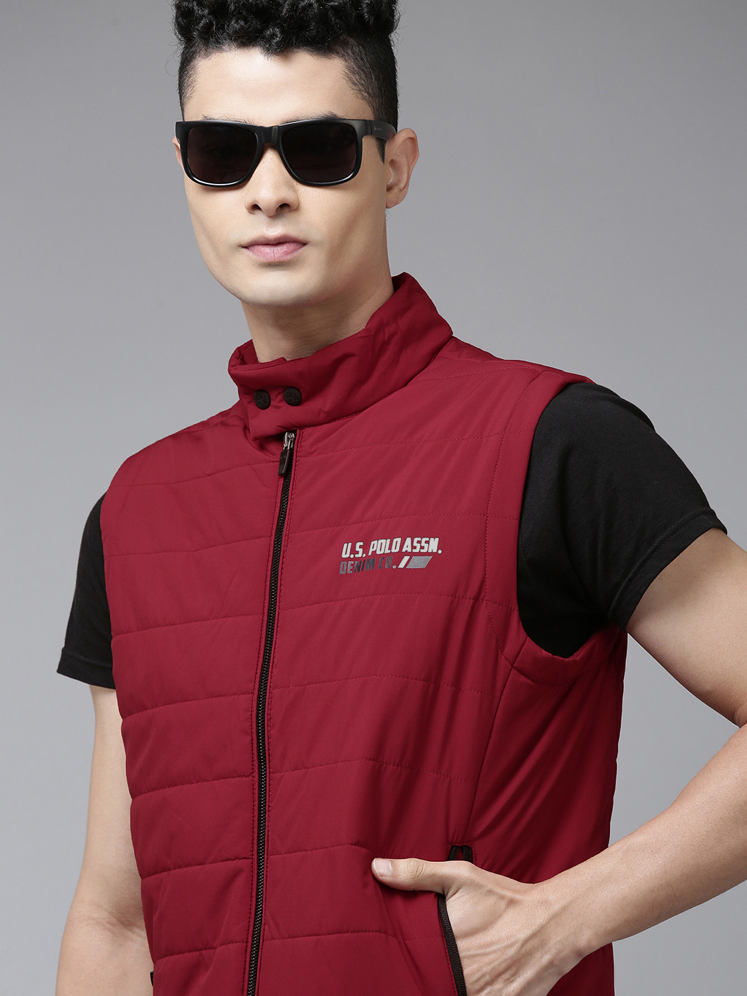 U.S. Polo Assn. Denim Co. Men Red Solid Puffer Jacket