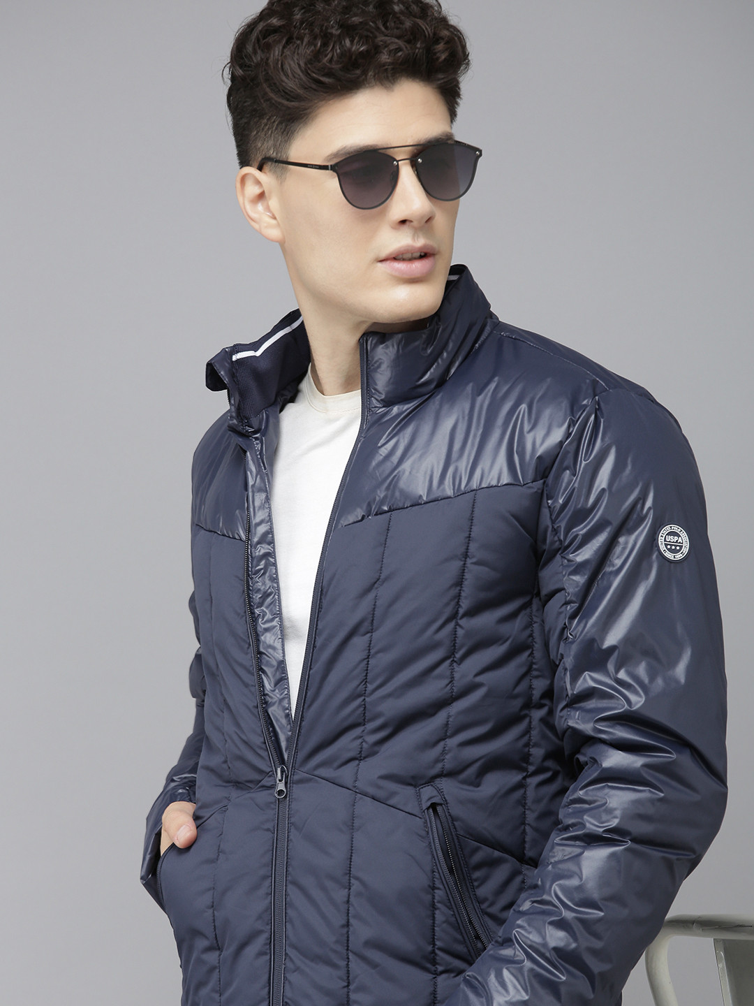 U S Polo Assn Men Navy Blue Puffer Jacket
