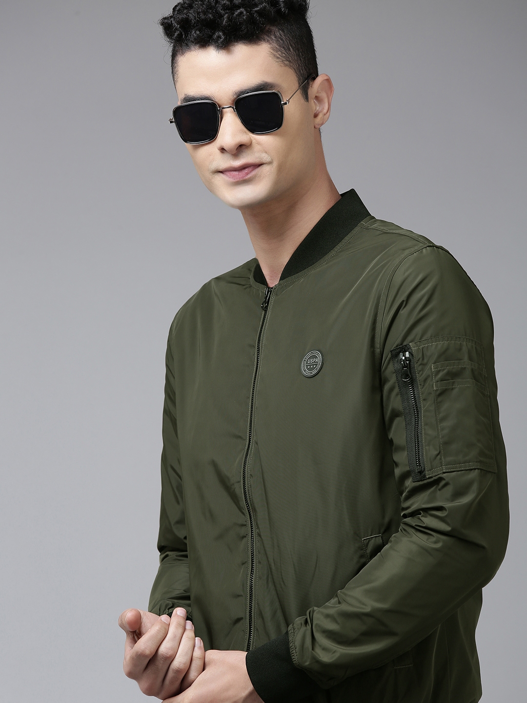 Buy U.S. Polo Assn. Men Olive Green Bomber Jacket Jackets for