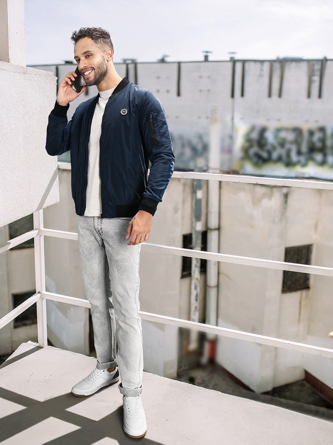 U.S. Polo Assn. Men Navy Blue Bomber Jacket