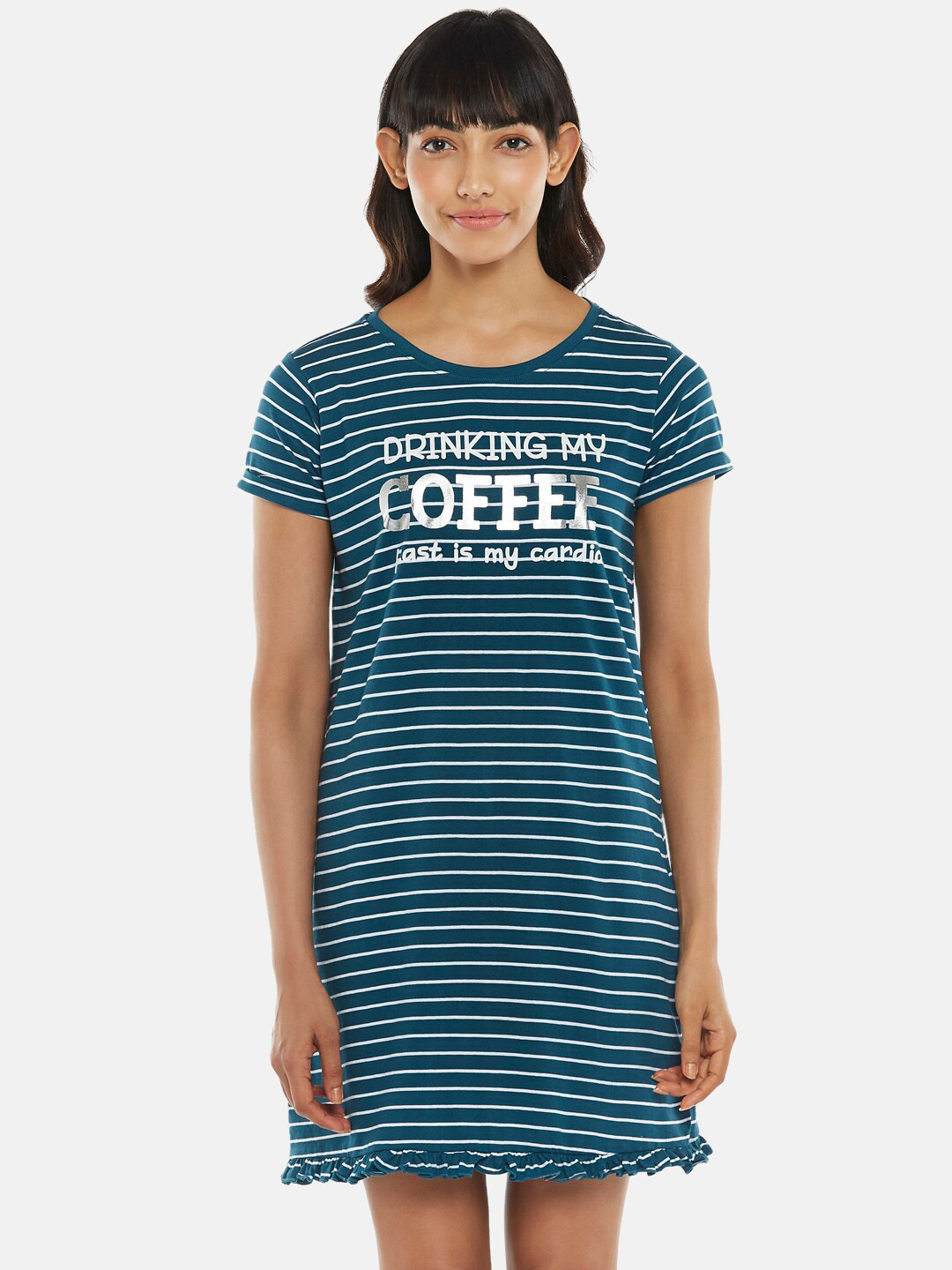 Dreamz by Pantaloons Women  Navy Blue Printed Nightdress