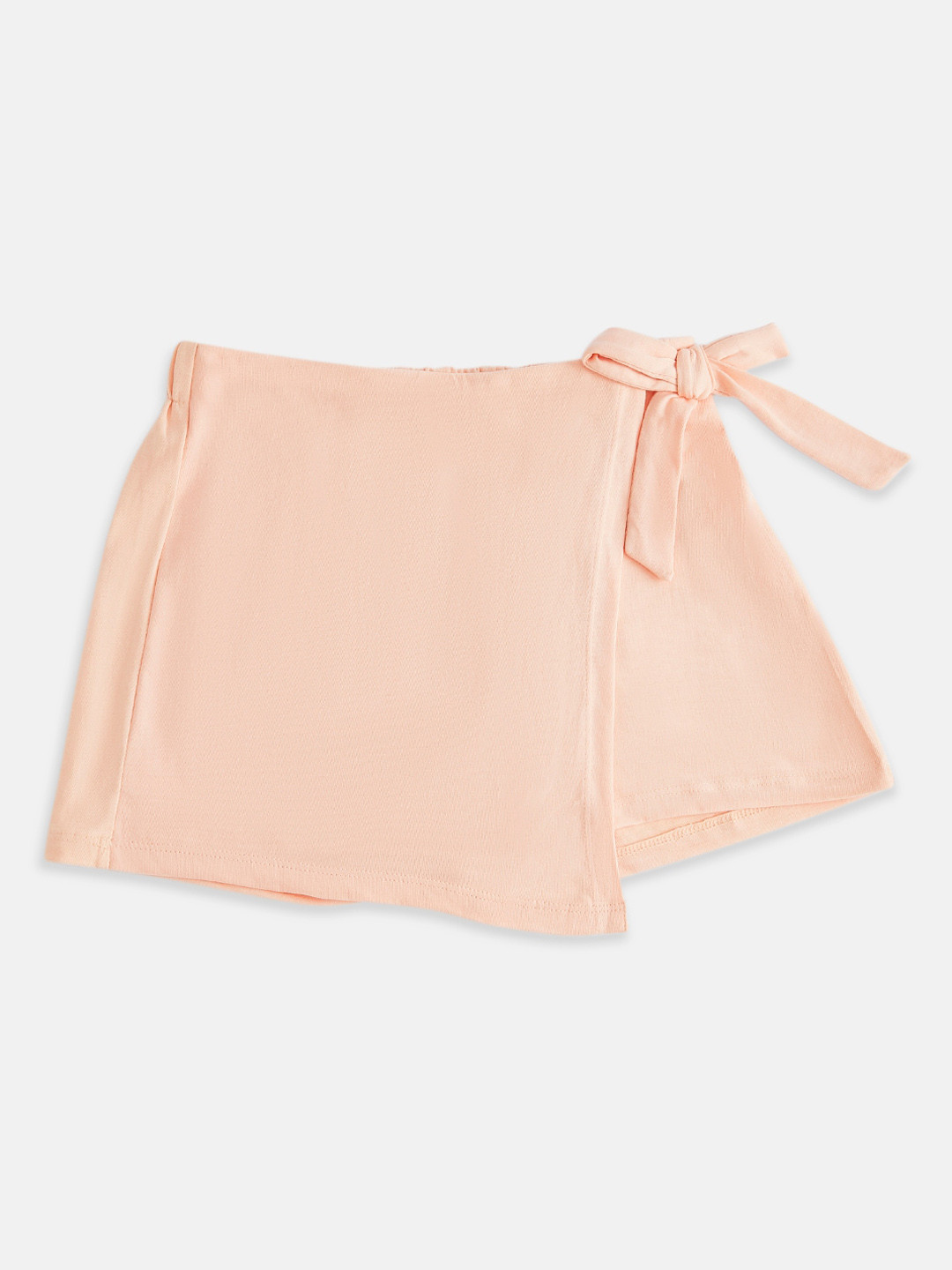 Pantaloons Junior Kid Girls Peach Solid Cotton Wrap Skort