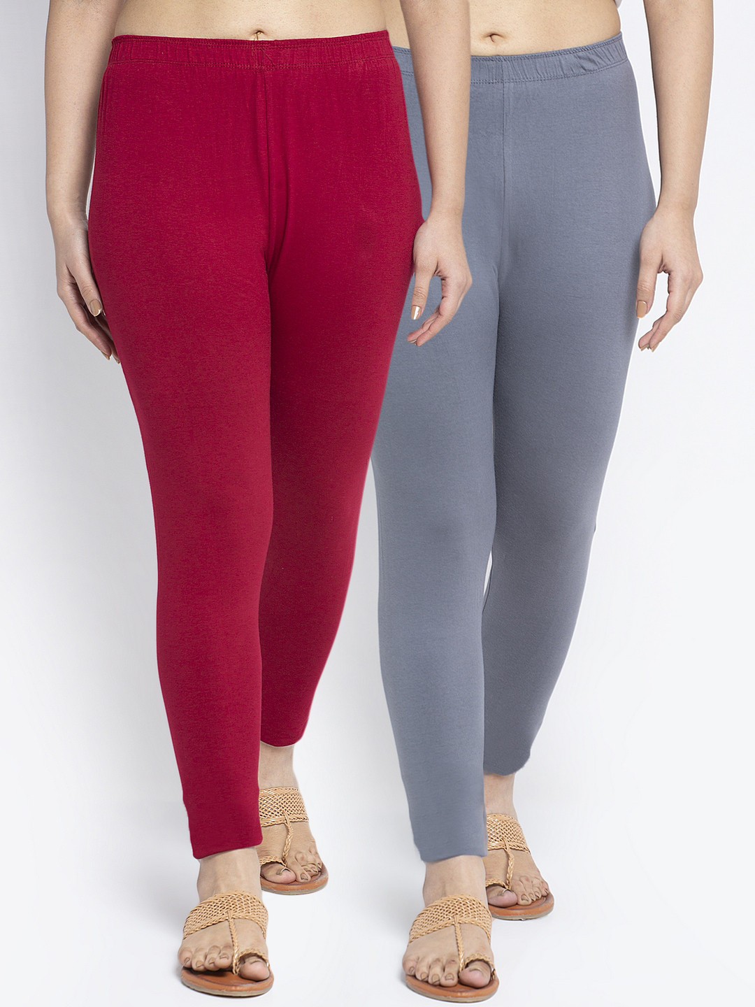 Jinfo Women Pack Of 2 Solid Ankle-Length Leggings