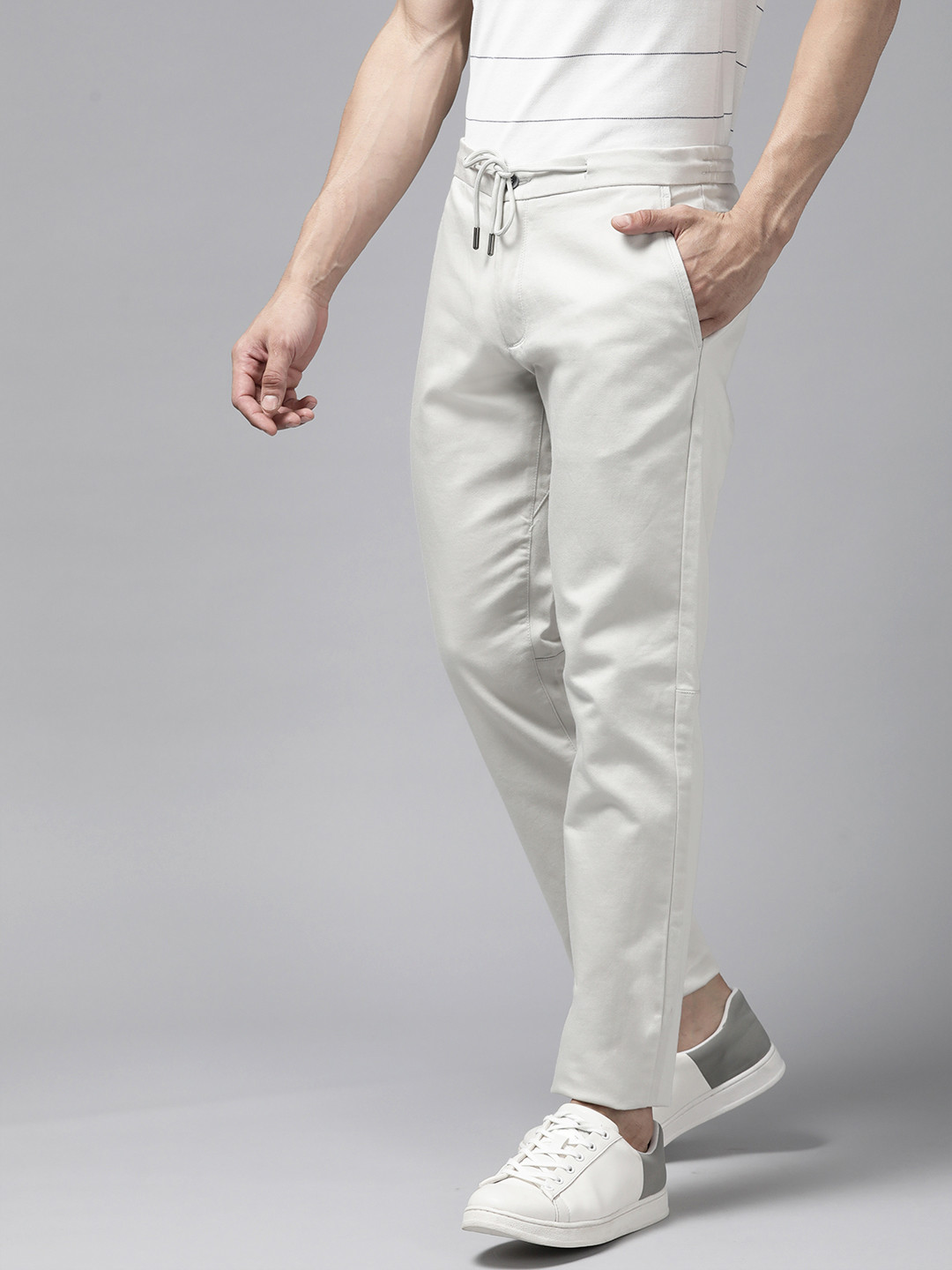 Blackberrys Men Taupe Phoenix Lean Narrow Fit Trousers