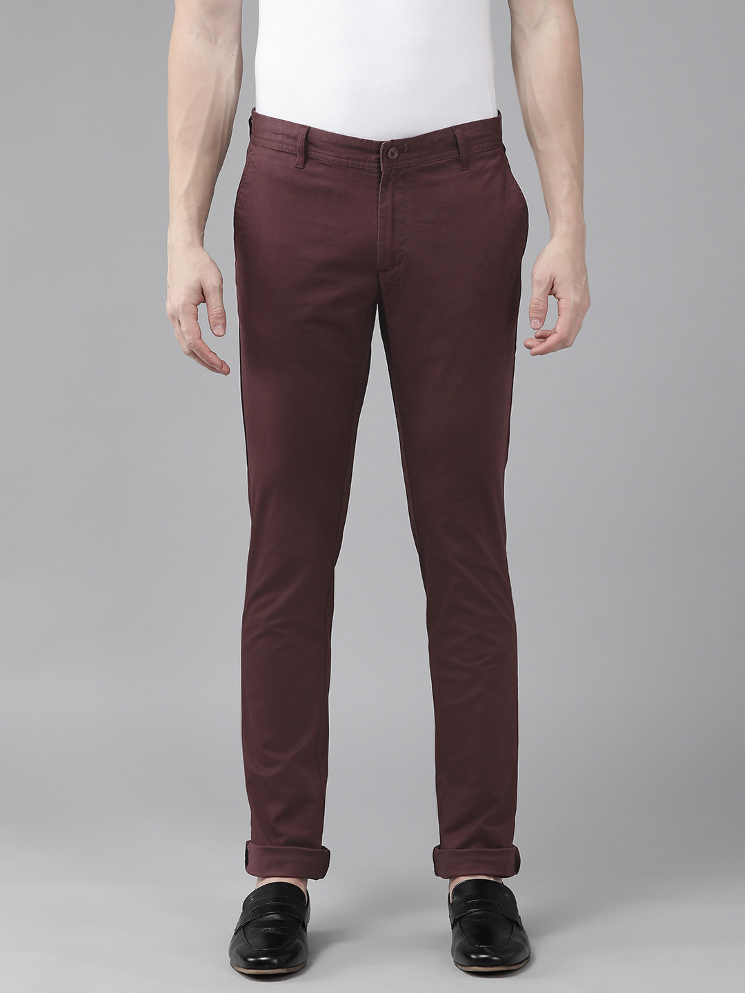 Blackberrys Men Low-Rise Solid Skinny Fit Chinos