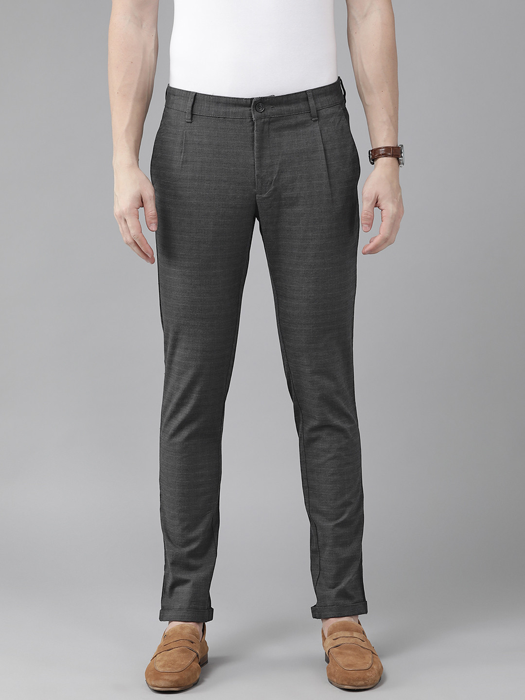 Blackberrys Men Checked Skinny Fit Trousers