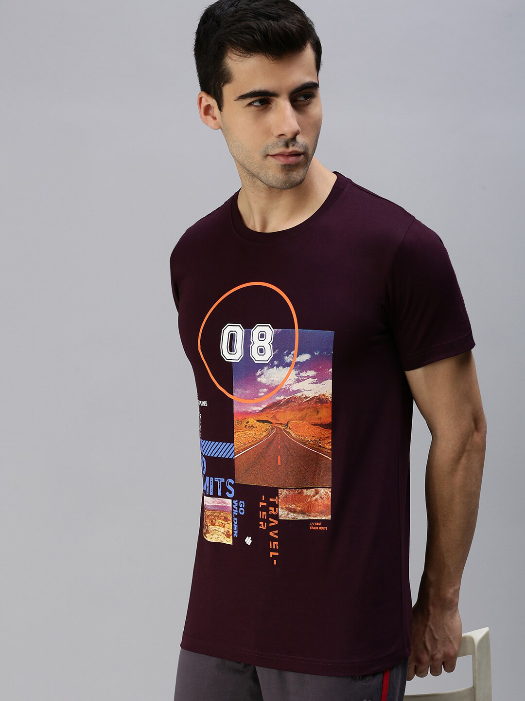 ONN Men Purple Printed T-shirt