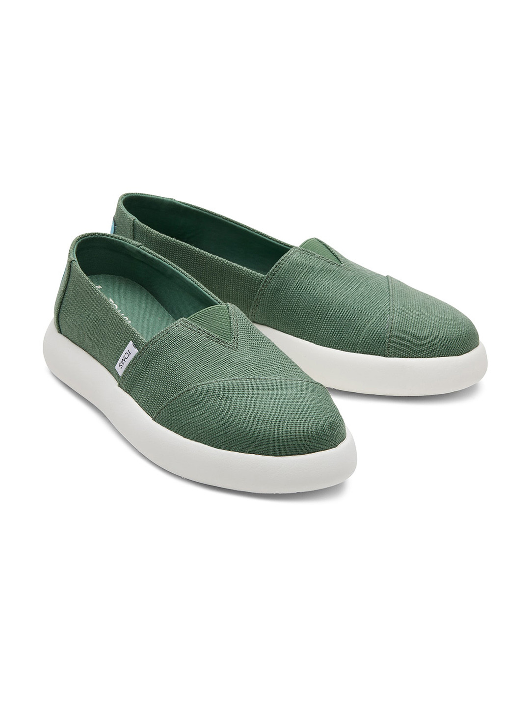 TOMS Women Green Alpargata Mallow Ivy Heritage Canvas Woven Design Slip-On Sneakers