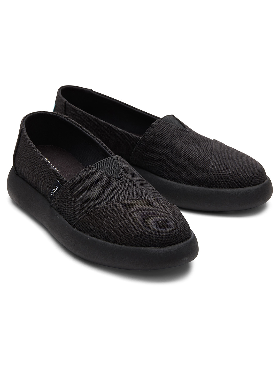 TOMS Women Black Alpargata Mallow Heritage Canvas Woven Design Slip-On Sneakers