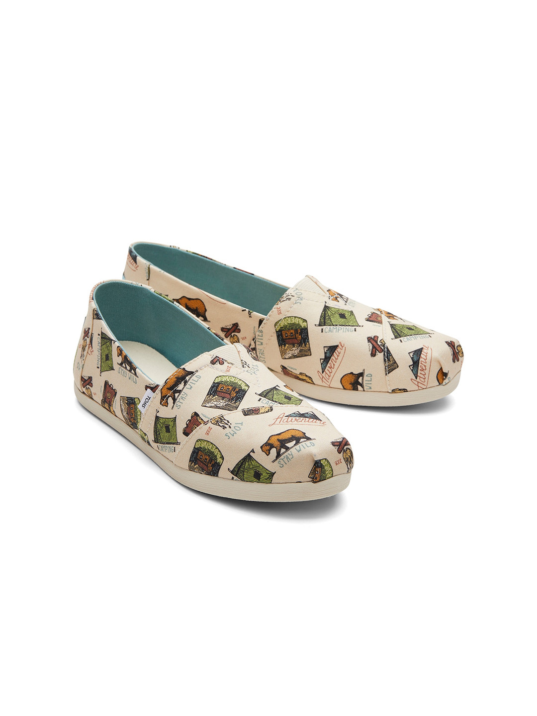 TOMS Women Beige Alpargata Cloudbound Camping Printed Slip-On Sneakers