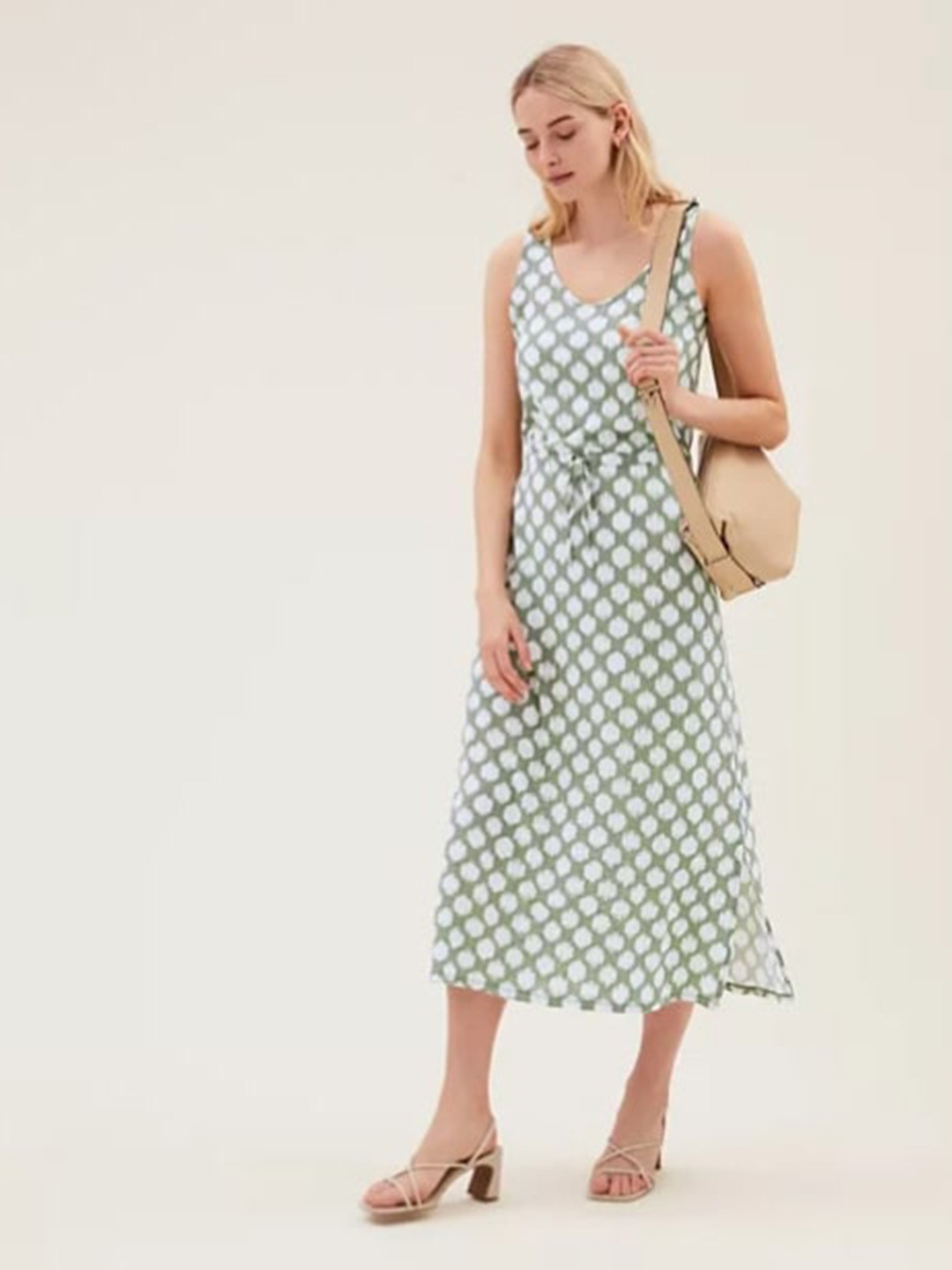 Marks & Spencer Khaki Linen Maxi Dress