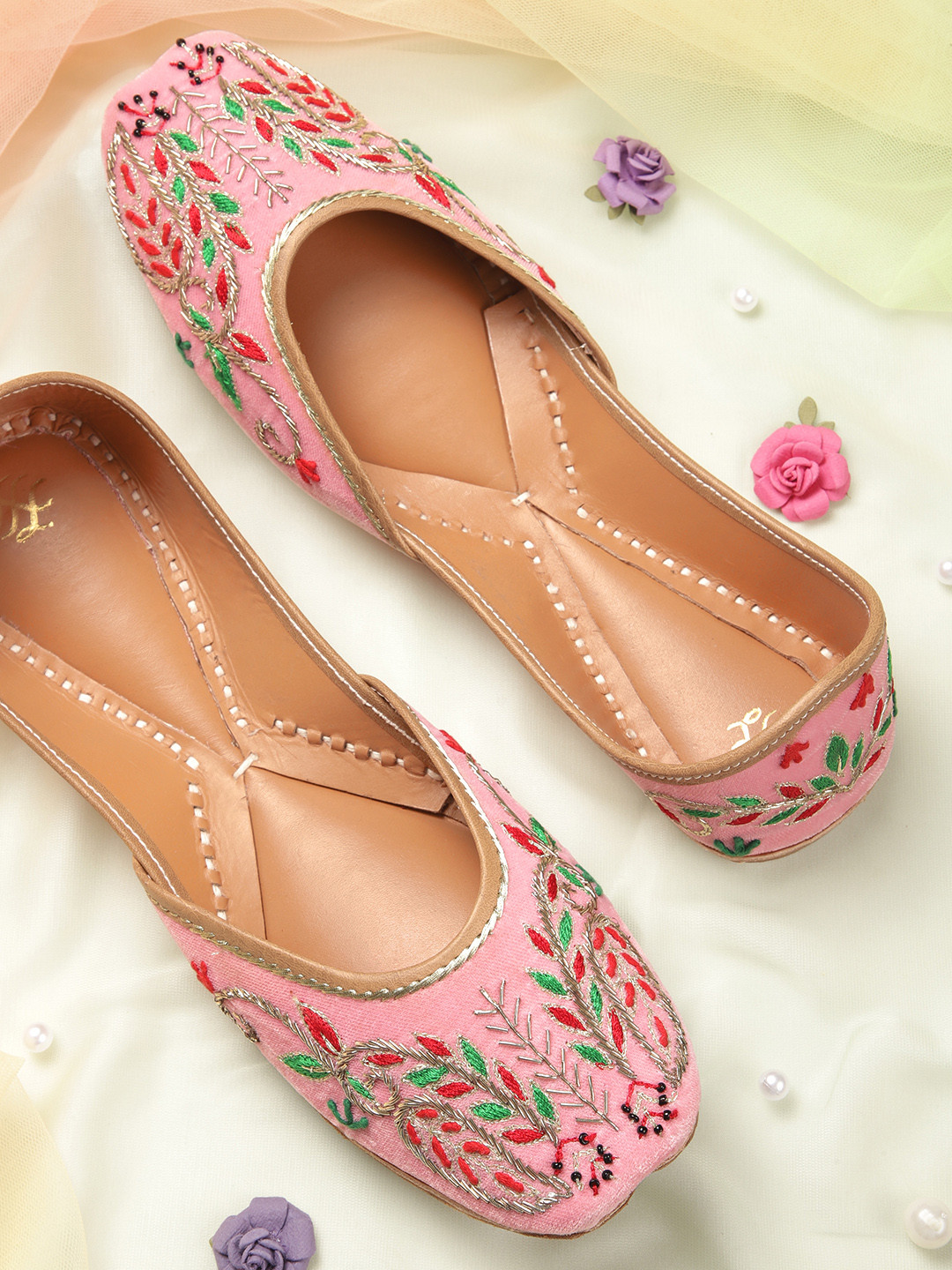 House of Pataudi Women Thread Work Embroidered & Embellished Ethnic Mojaris