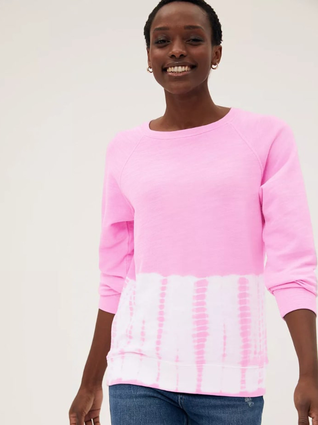 Marks & Spencer Women Pink & White Sweatshirt