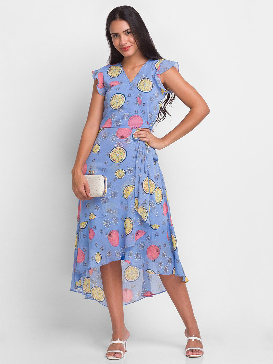 Globus Blue & toast Floral Midi Dress