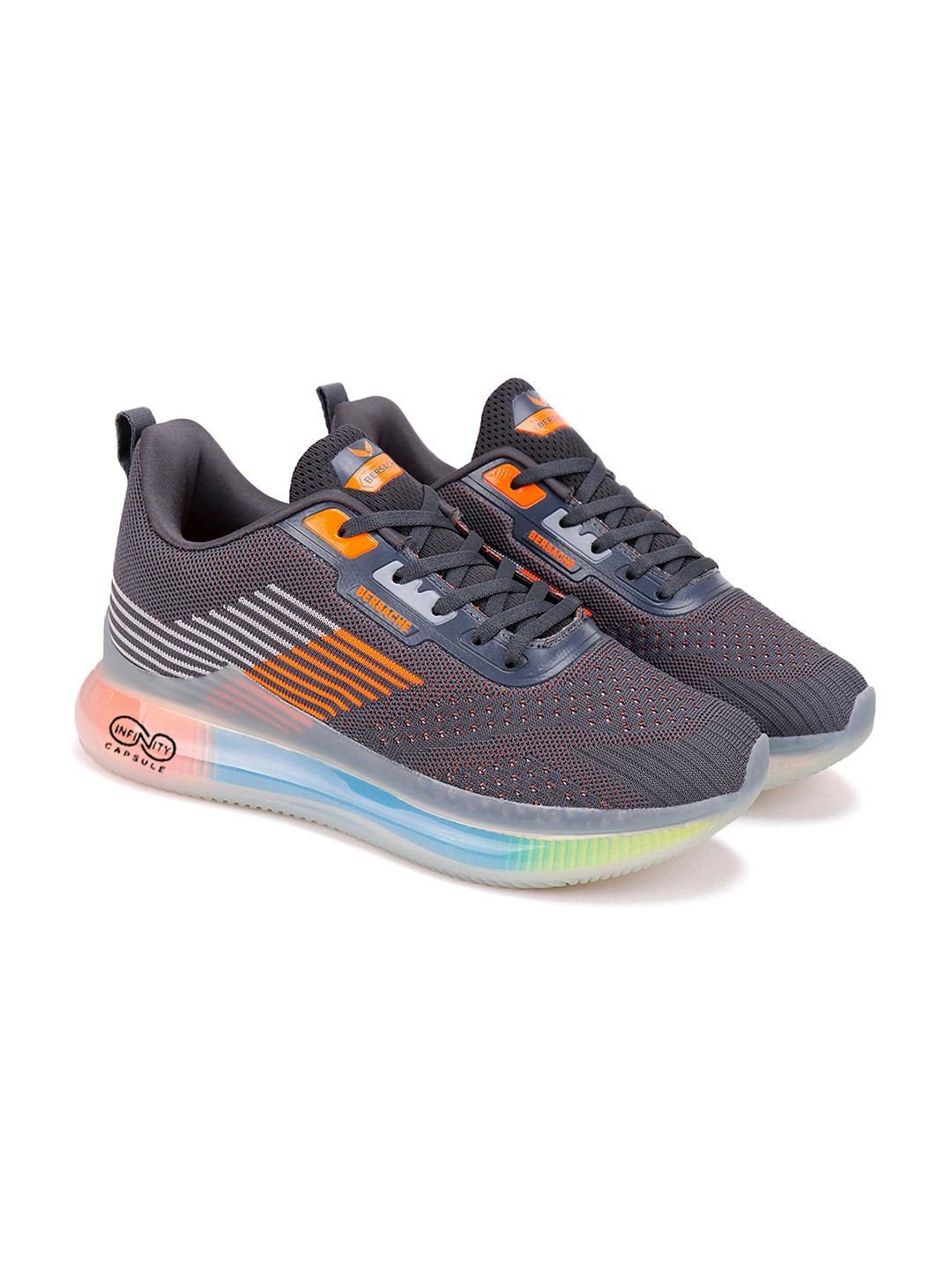 BERSACHE Men Grey Melange Mesh Running Shoes