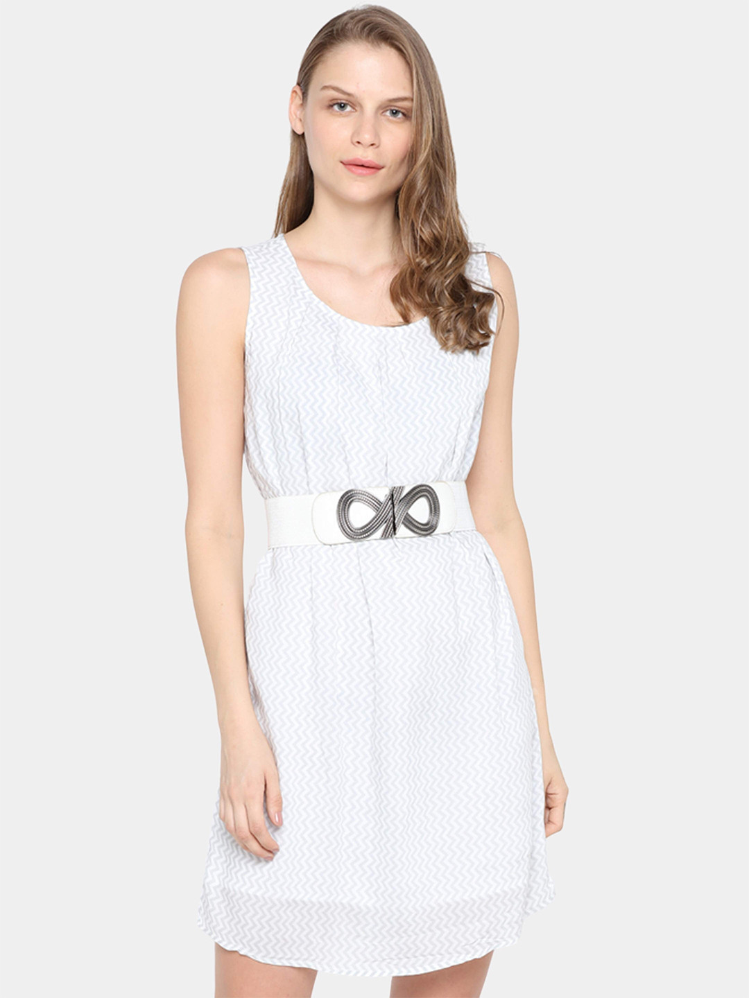 IDK Women White & magnolia Fit & Flare Dress