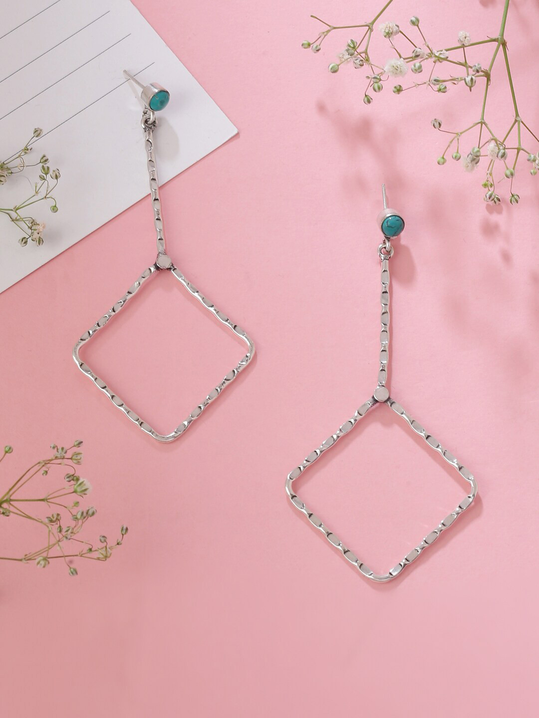 kashwin iWomen  Silver-Toned Contemporary Drop Earrings