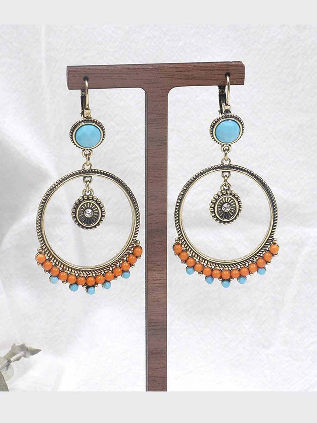 MIZORRI Orange Contemporary Drop Earrings