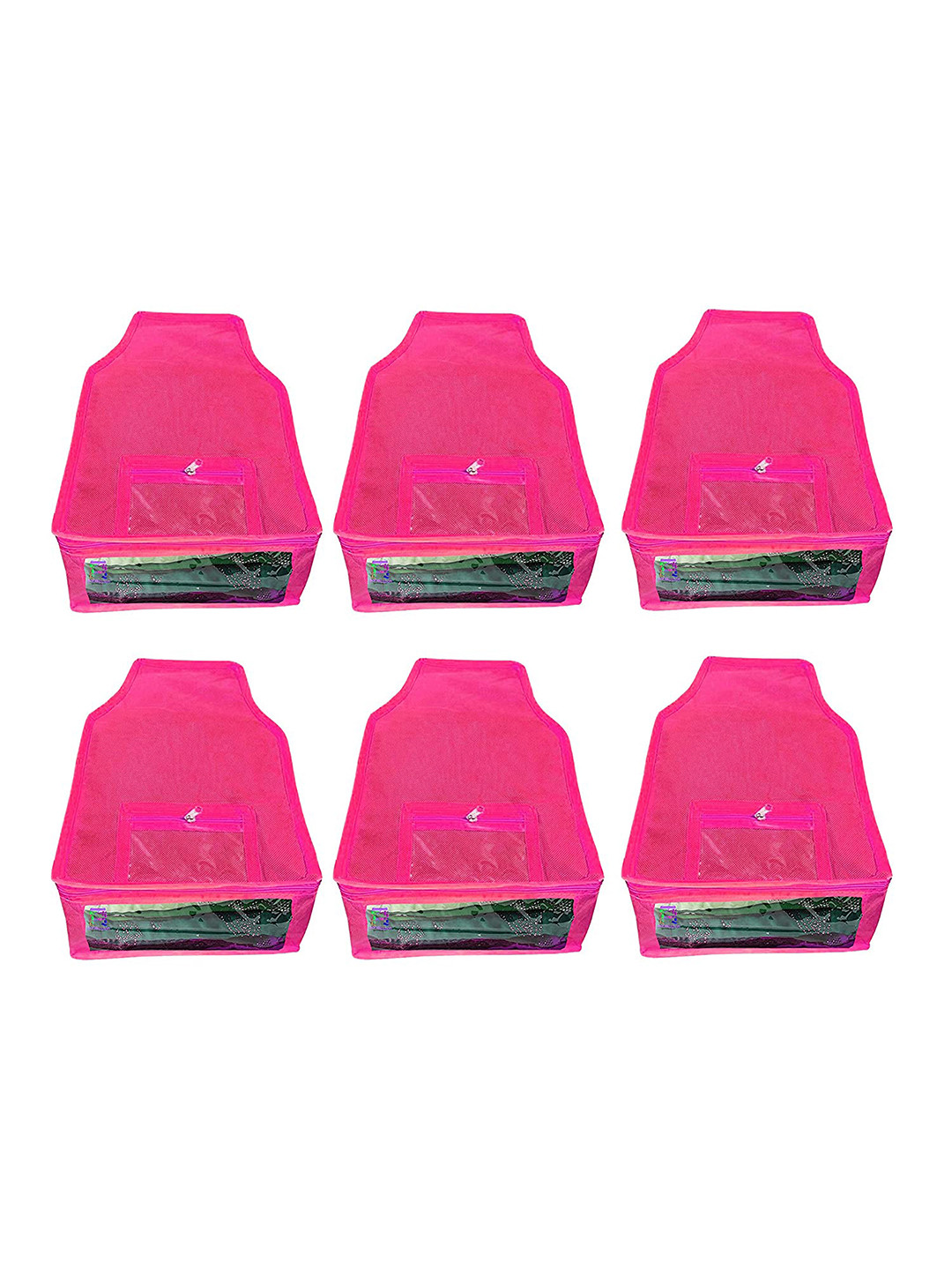 atorakushon Set Of 6 Pink Solid Non Woven Blouse Wardrobe Storage Bag