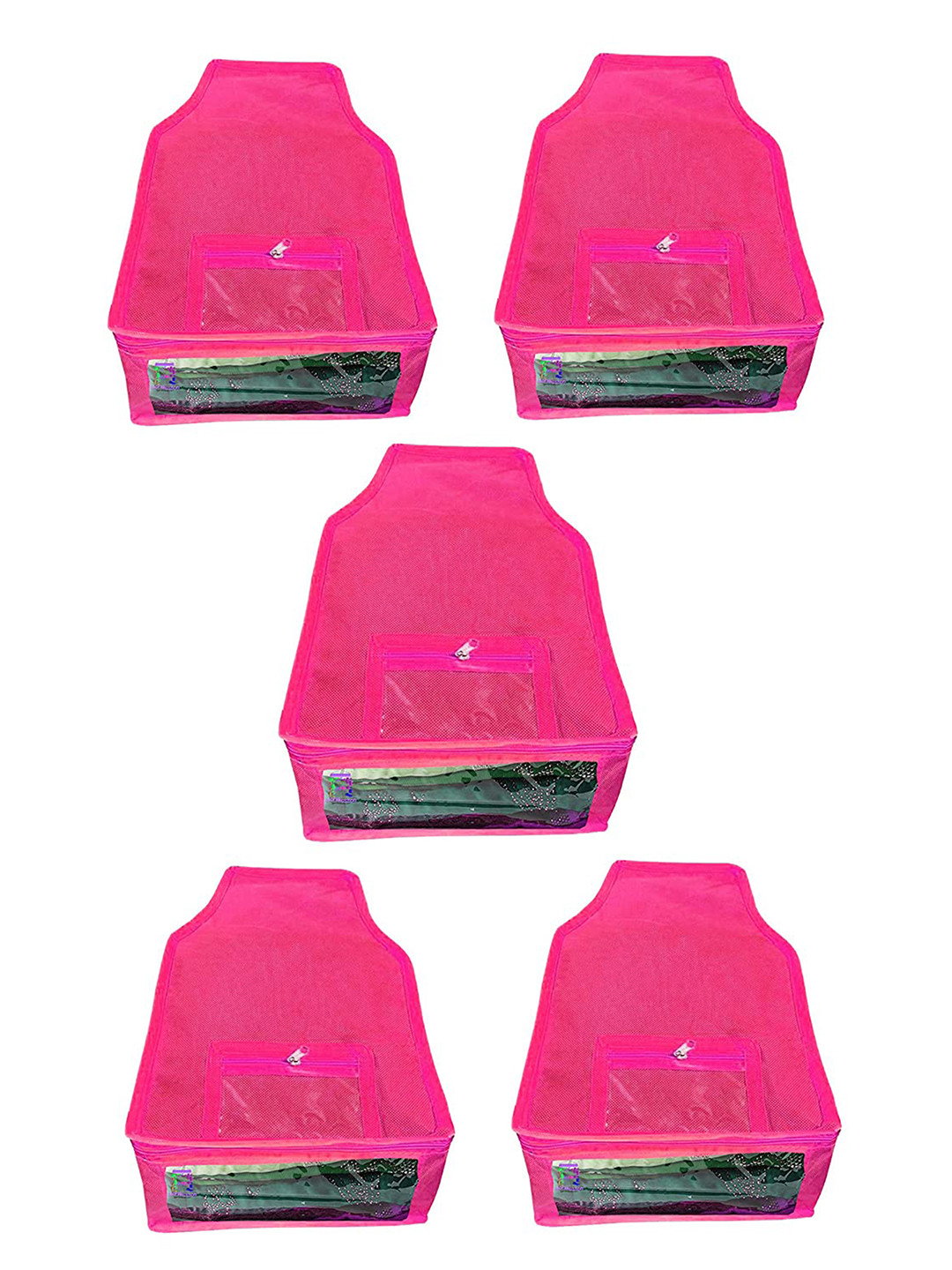 atorakushon Set Of 5 Pink  Wardrobe Cloth Organizer