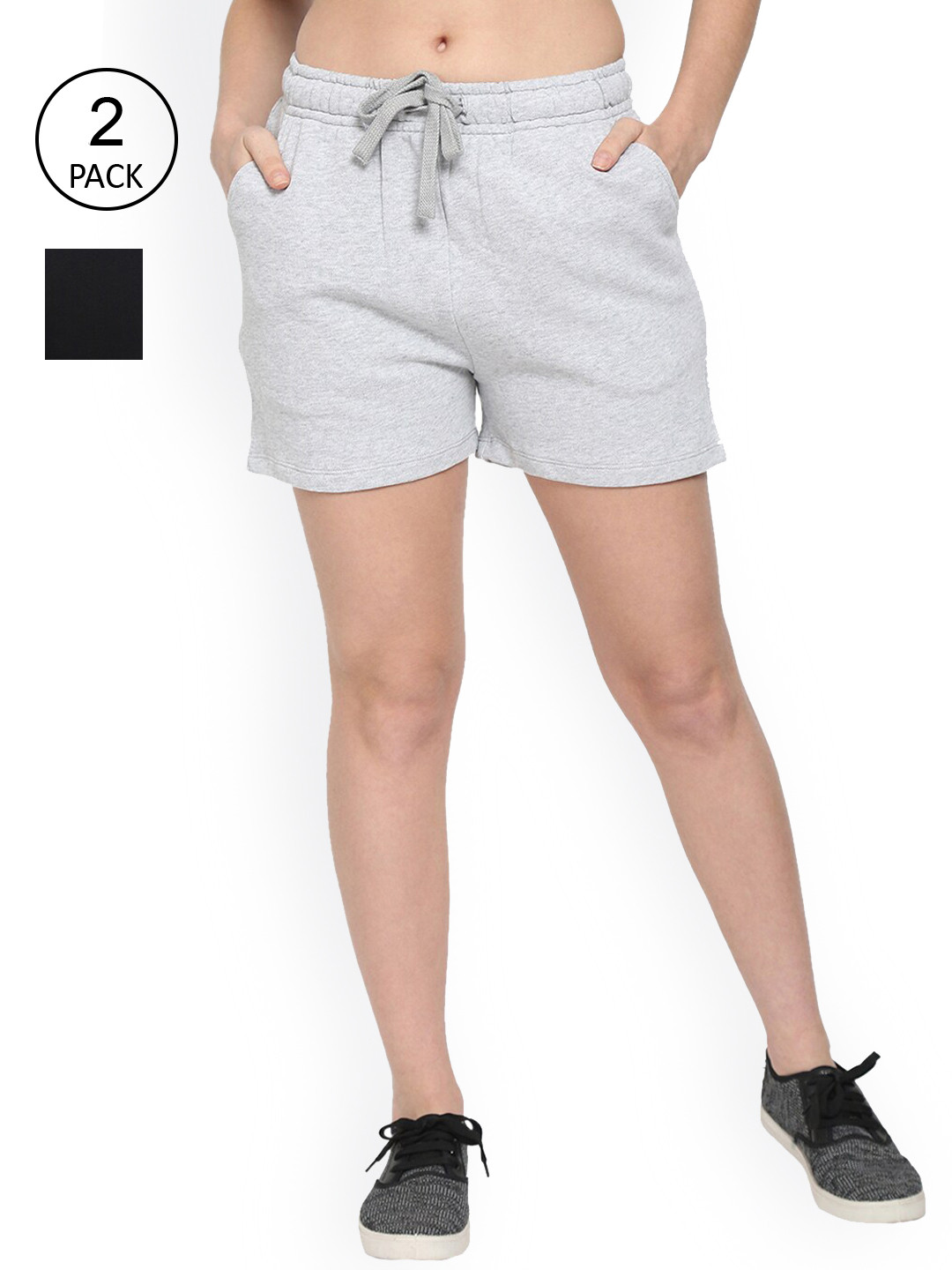 UnaOne Women Pack of 2 Plus Size Yoga Shorts