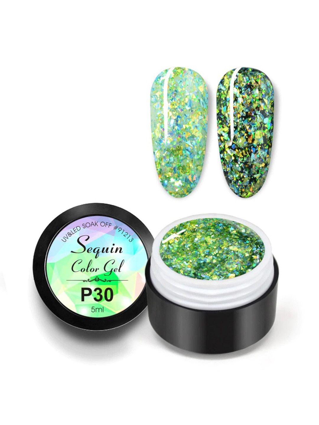 VENALISA Peacock Foil Sequin Glitter Gel Nail Polish 5 ml - P30