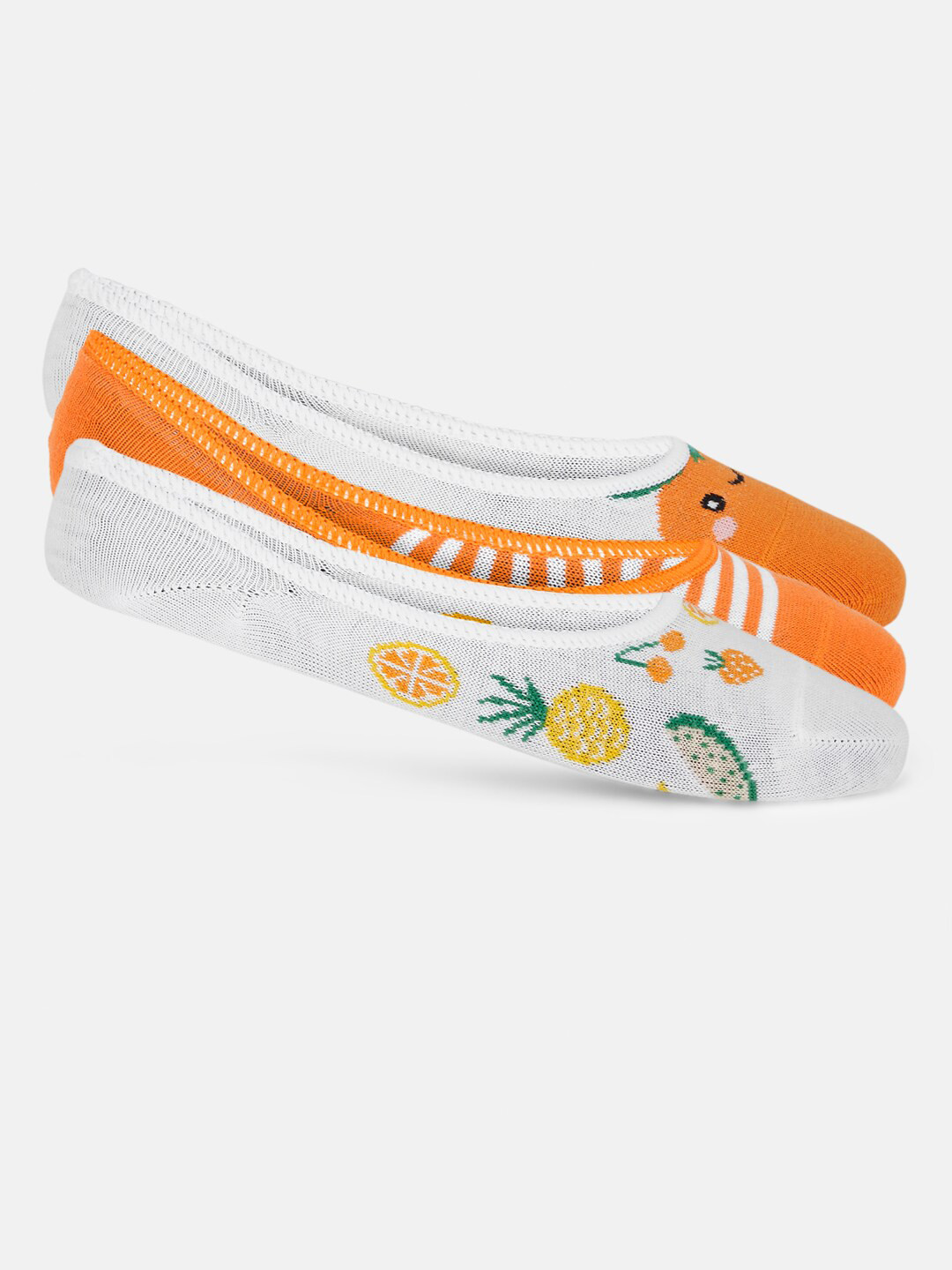 Honey by Pantaloons Women Pack Of 3 Orange & White Printed Socks