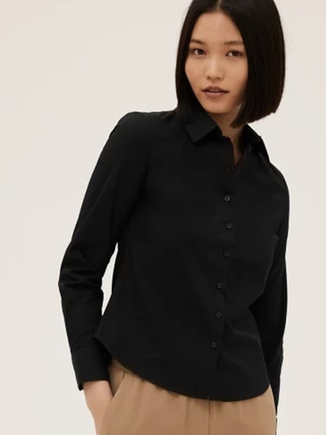 Marks & Spencer Women Black Classic Casual Shirt