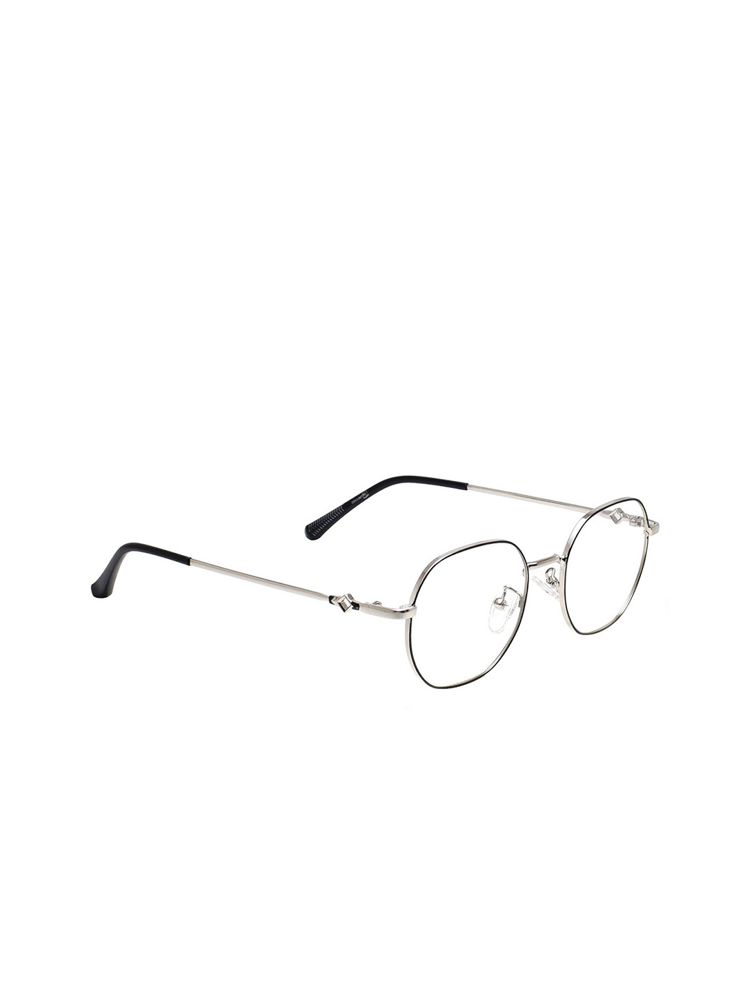 Peter Jones Eyewear Unisex Black & Silver-Toned Full Rim Square Frames 35026BS