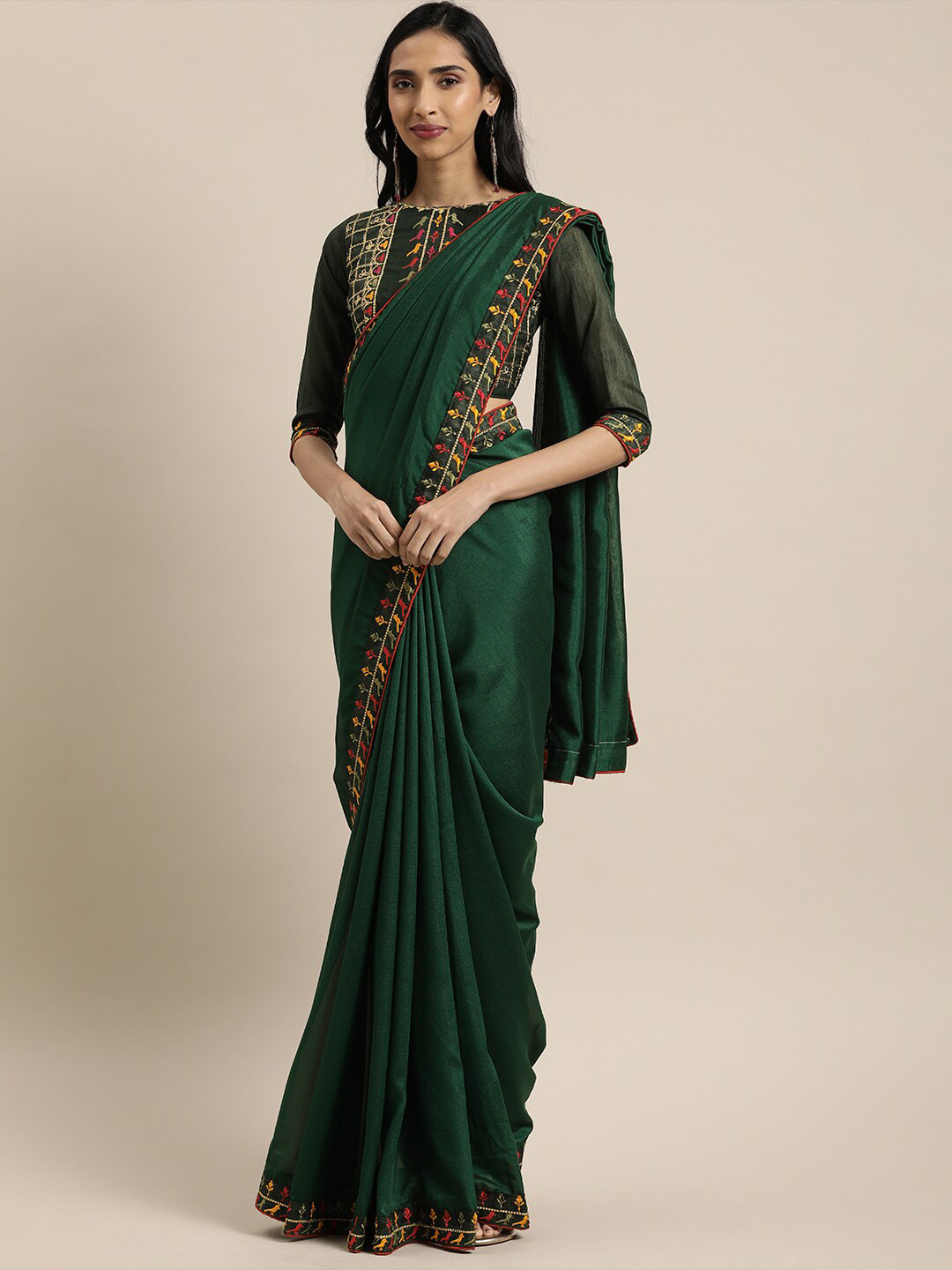 Sangria Women Olive Sarees