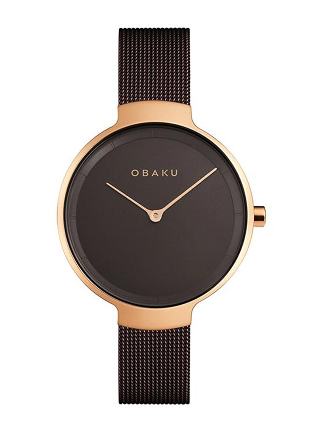 Obaku Women Brown Brass Dial & Bracelet Style Strap Analogue Watch V231LXVNMN-Brown