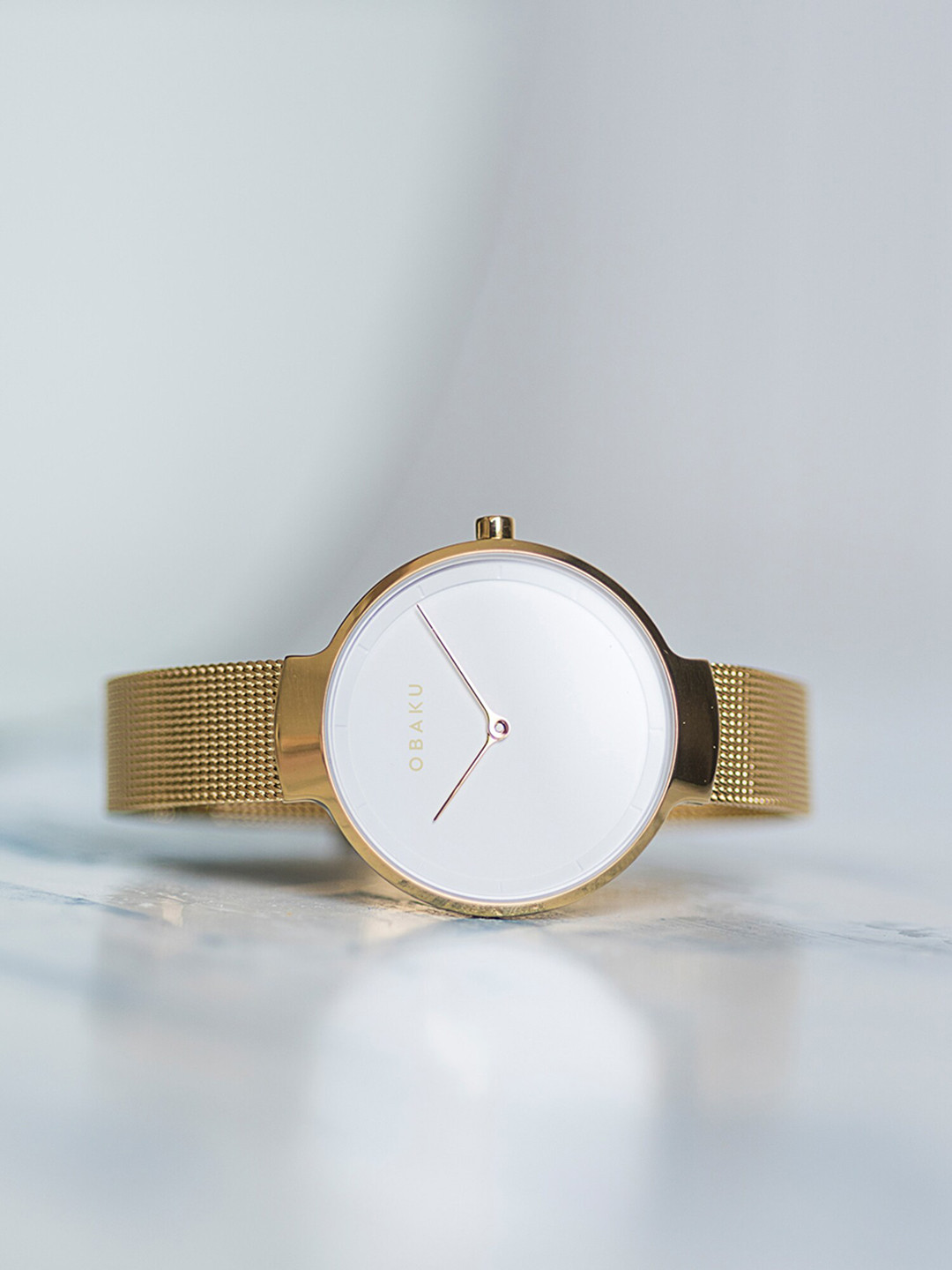 Obaku Birk-Gold Quartz Silver Round analogue Dial Women 's Watch - V231LXGIMG